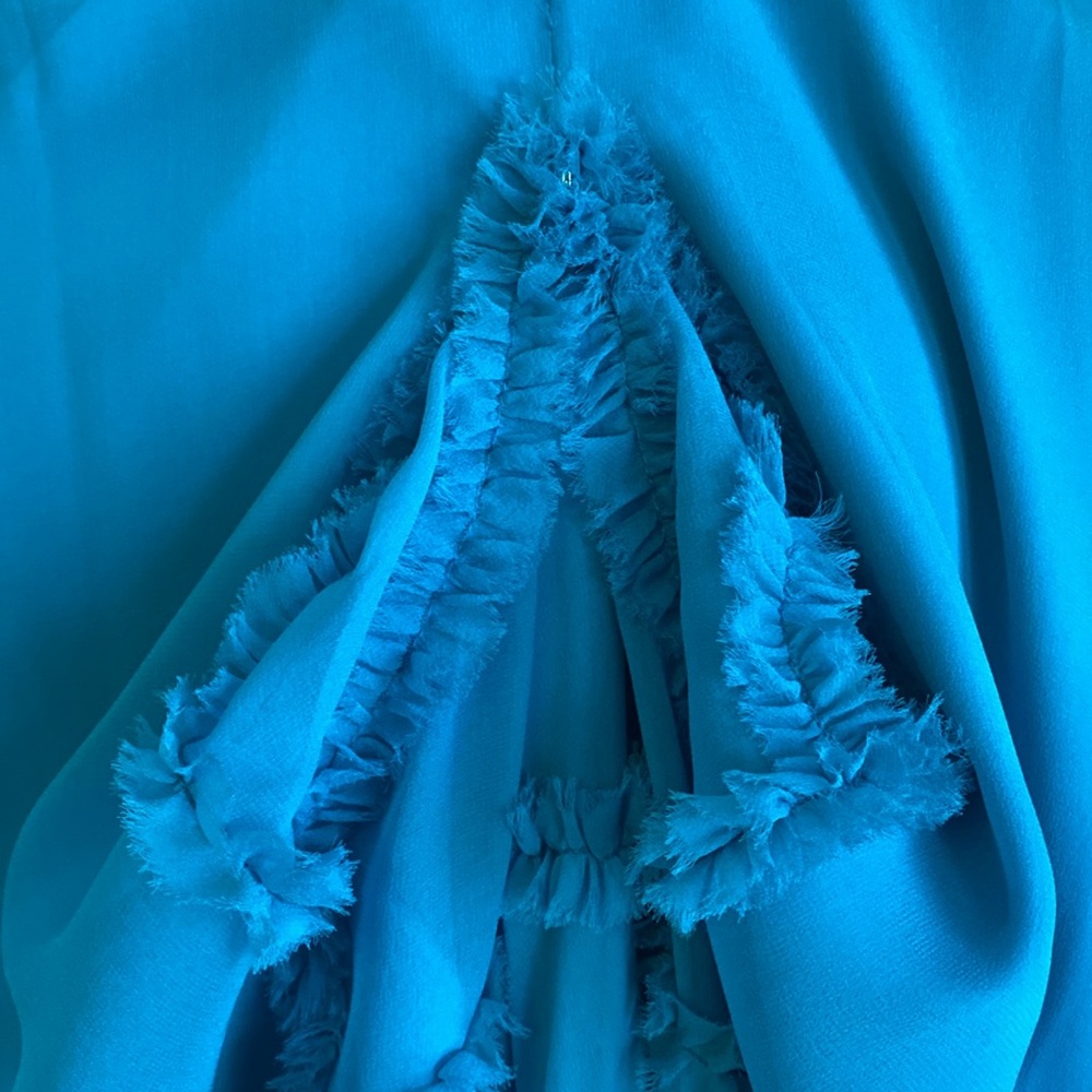 Exquisite turquoise high-end designer silk gown - Picture 3 of 15